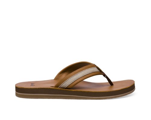 Tong Sanuk Hullsome Cuir ST Hemp Homme - Marron HEYISF532